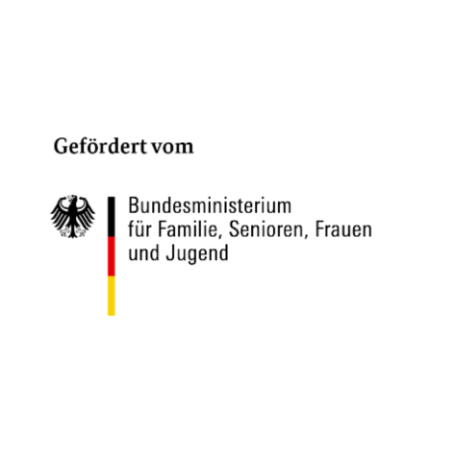 Logo des Bundesministeriums für Familie, Senioren, Frauen und Jugend mit Förderhinweis.